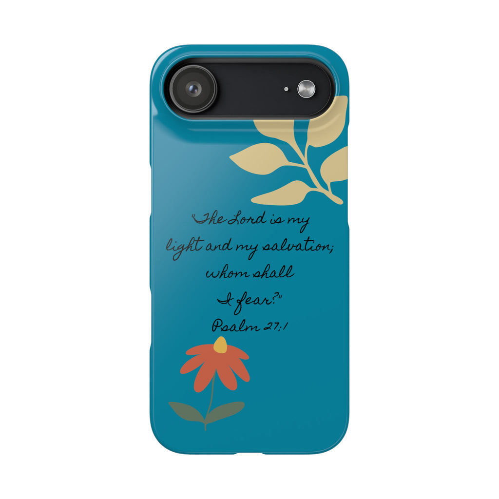 Floral Psalm 27:1 Teal Phone Case