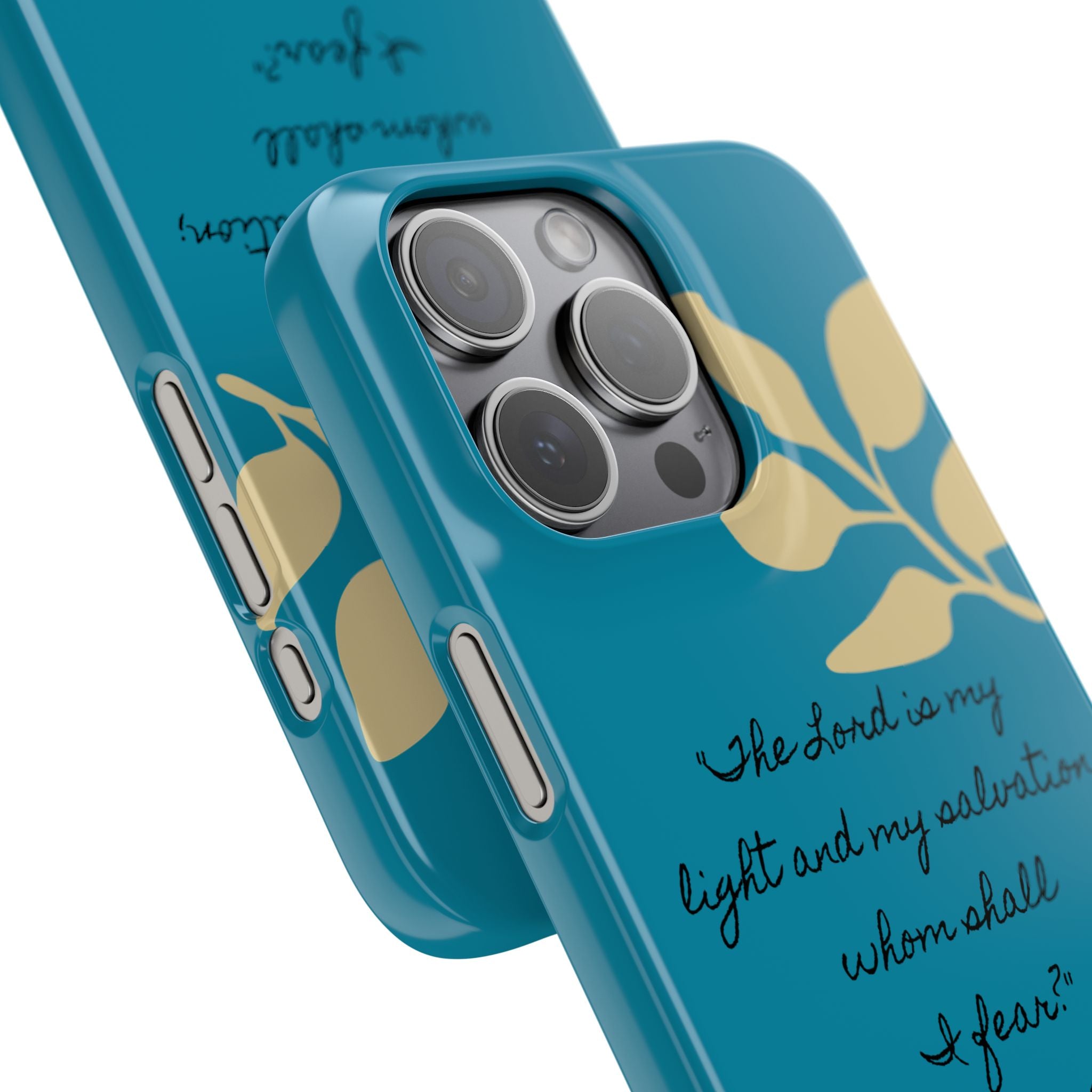 Floral Psalm 27:1 Teal Phone Case