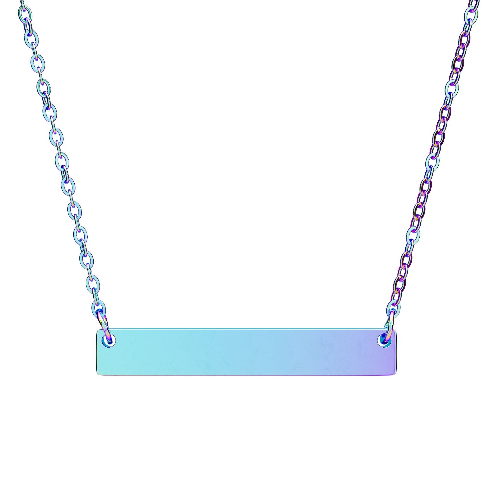 Engravable Horizontal Bar Necklace — Personalized Name & Date Pendant
